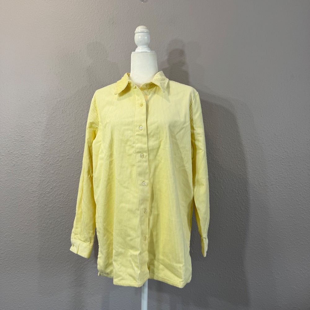 NEW Blair Women's Size M Butter Yellow Button Up Long Sleeve Corduroy Shacket